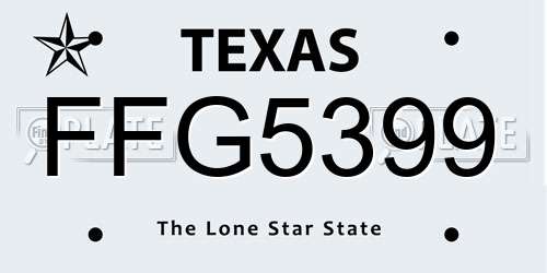 FFG5399 Texas License Plate
