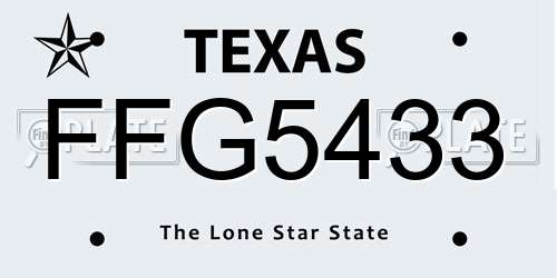 FFG5433 Texas License Plate