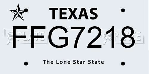 FFG7218 Texas License Plate