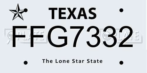 FFG7332 Texas License Plate