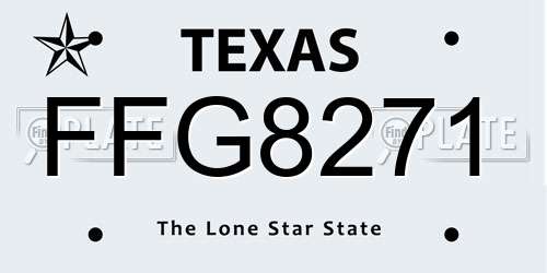 FFG8271 Texas License Plate