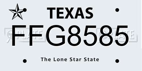 FFG8585 Texas License Plate