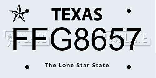 FFG8657 Texas License Plate