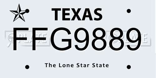 FFG9889 Texas License Plate