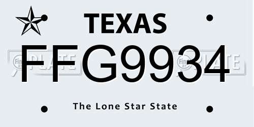 FFG9934 Texas License Plate