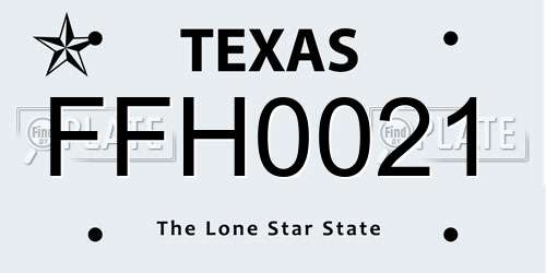 FFH0021 Texas License Plate