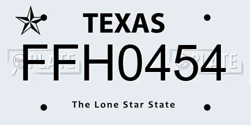 FFH0454 Texas License Plate