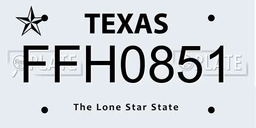 FFH0851 Texas License Plate