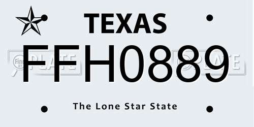 FFH0889 Texas License Plate
