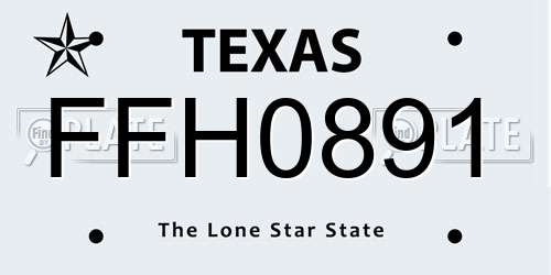 FFH0891 Texas License Plate