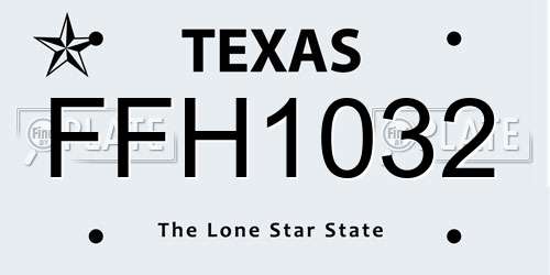 FFH1032 Texas License Plate