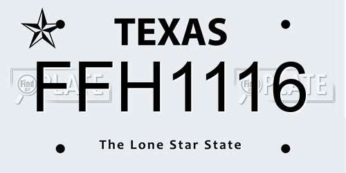 FFH1116 Texas License Plate
