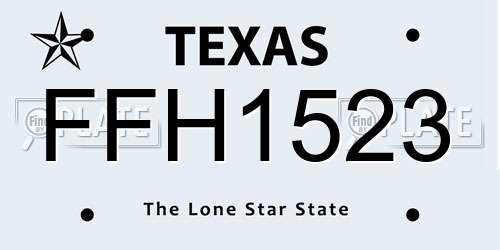 FFH1523 Texas License Plate