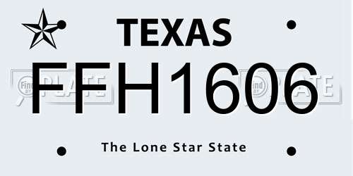 FFH1606 Texas License Plate