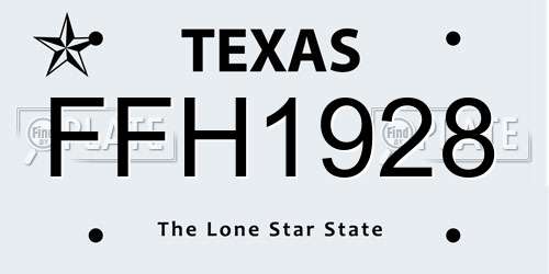 FFH1928 Texas License Plate