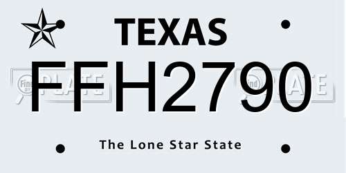 FFH2790 Texas License Plate