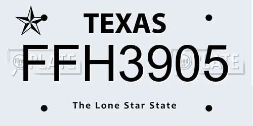FFH3905 Texas License Plate