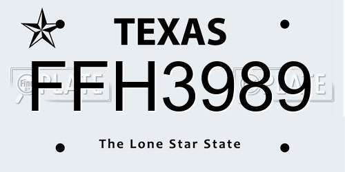 FFH3989 Texas License Plate