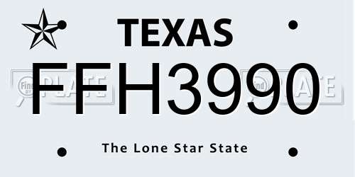 FFH3990 Texas License Plate