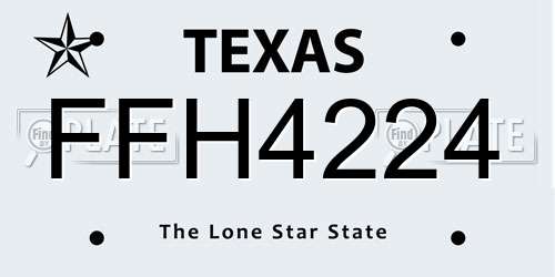 FFH4224 Texas License Plate