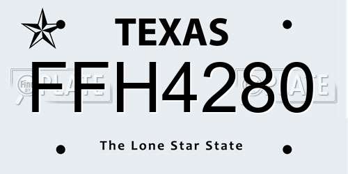 FFH4280 Texas License Plate