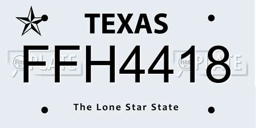 FFH4418 Texas License Plate
