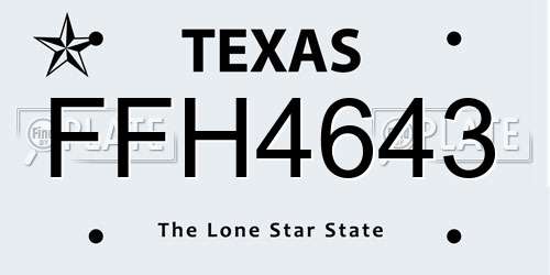 FFH4643 Texas License Plate