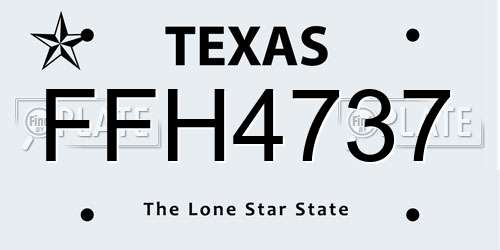 FFH4737 Texas License Plate