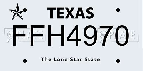 FFH4970 Texas License Plate