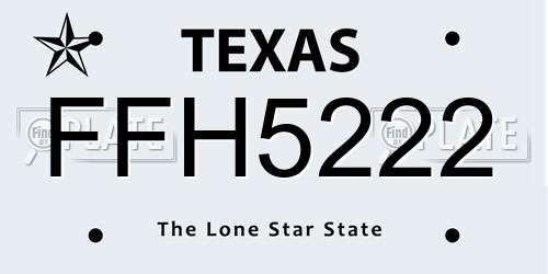 FFH5222 Texas License Plate