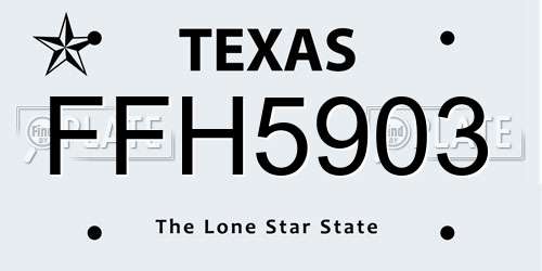 FFH5903 Texas License Plate