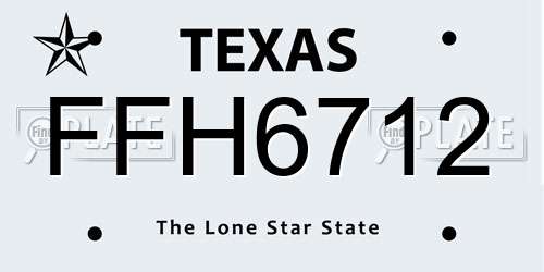 FFH6712 Texas License Plate