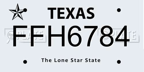 FFH6784 Texas License Plate