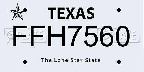 FFH7560 Texas License Plate