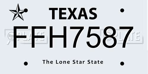 FFH7587 Texas License Plate