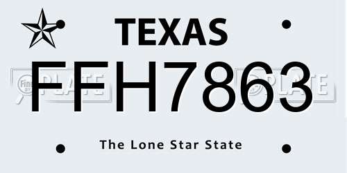 FFH7863 Texas License Plate