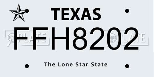 FFH8202 Texas License Plate