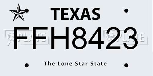 FFH8423 Texas License Plate