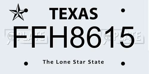 FFH8615 Texas License Plate