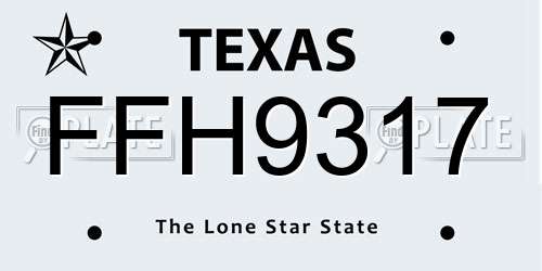 FFH9317 Texas License Plate