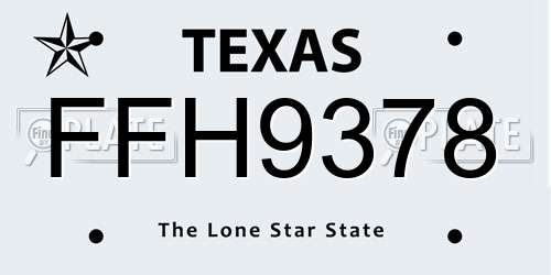 FFH9378 Texas License Plate