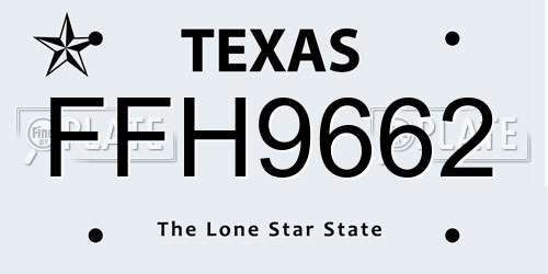 FFH9662 Texas License Plate