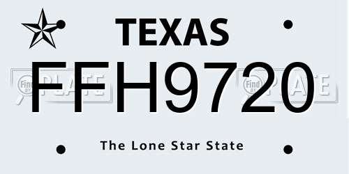 FFH9720 Texas License Plate