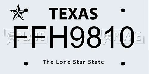 FFH9810 Texas License Plate