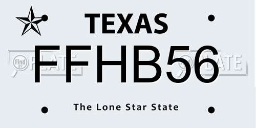 FFHB56 Texas License Plate