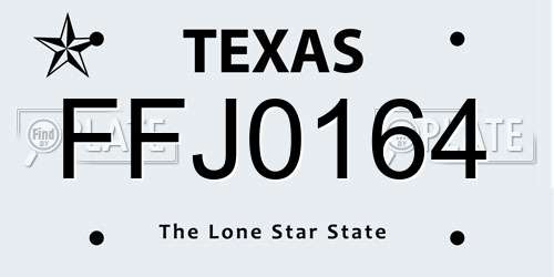 FFJ0164 Texas License Plate