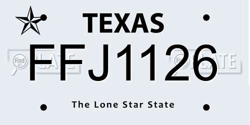 FFJ1126 Texas License Plate