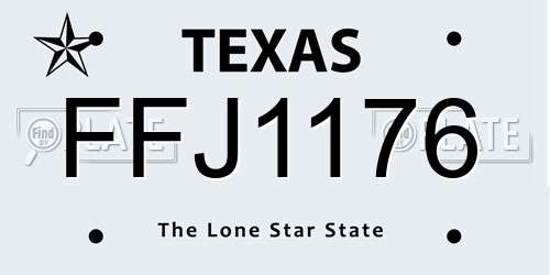 FFJ1176 Texas License Plate
