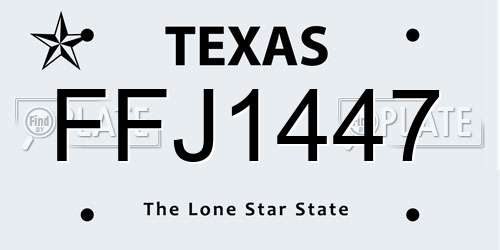 FFJ1447 Texas License Plate