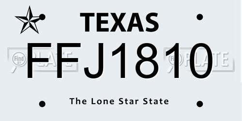 FFJ1810 Texas License Plate